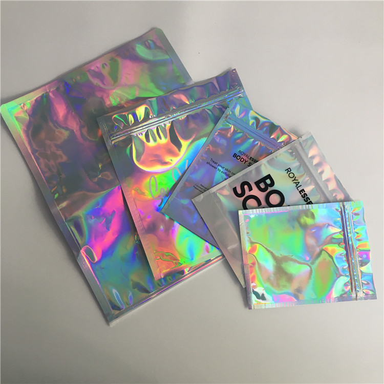 স্বয়ং আঠালো ফয়েল পচ প্যাকেজিং মেটাল লেবেল স্টিকার Holographic Iridescent ব্যাগ খাদ্যাভাস চিক্চিক / Shimmer জন্য