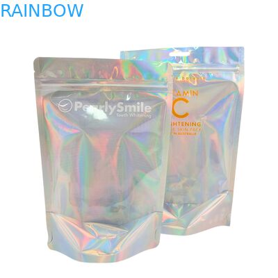 কাস্টমাইজড হলোগ্রাফিক কালার ব্যাগ, গন্ধ নিরোধক এবং পুনরায় সিলযোগ্য বৈশিষ্ট্য সহ ফয়েল পাউচ ব্যাগ