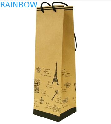 ওয়াইন এবং উপহার জন্য হ্যান্ডেল সঙ্গে কাস্টমাইজড লেপা কাগজ প্যাকেজিং ব্যাগ