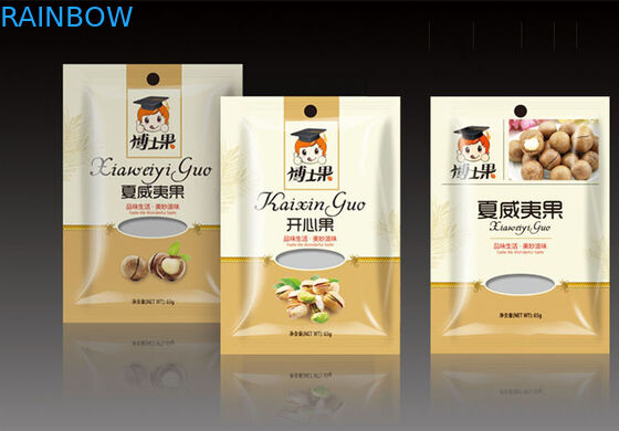 বাদাম প্যাকেজিং জন্য জipper উইন্ডো সঙ্গে তিনটি সাইড সীল ফয়েল পাইচ প্যাকেজিং