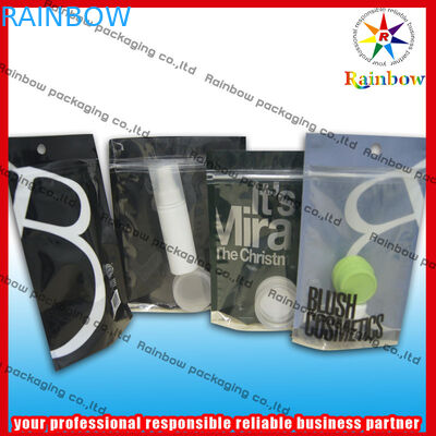 Ziplock সঙ্গে প্রসাধনী প্যাকেজিং ব্যাগ রঙিন মুদ্রণ আপ দাঁড়ানো