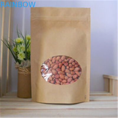 উইন্ডো পরিষ্কার কাস্টমাইজড কাগজ ব্যাগ, জিপার ব্রাউন পেপার ব্যাগ