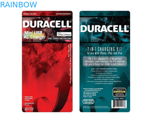 ইজো বান্ধব লাল ব্লিস্টার কার্ড প্যাকিং ইউএসবি চার্জার প্যাকেজিং মুদ্রিত লোগো সঙ্গে