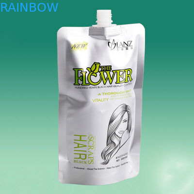 সিলভার স্ট্যান্ড আপ স্পাউট পাউচ প্যাকেজিং চুলের যত্নের জন্য ফয়েল পুনর্ব্যবহারযোগ্য