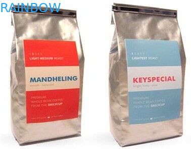 ফ্লাট বটম ম্যাট অ্যালুমিনিয়াম ফয়েল পচ, সিলভার টিনের টাই কফি প্যাকেজিং ব্যাগ শেষ