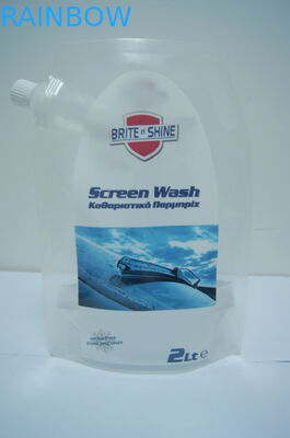 2 লিটার স্বচ্ছ প্লাস্টিক স্ট্যান্ড আপ পাউন্ড স্ক্রিন ওয়াশ প্যাকেজিং / ধোয়া প্যাকেজিং জন্য স্ট্যান্ড আপ spout ব্যাগ