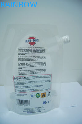 2 লিটার স্বচ্ছ প্লাস্টিক স্ট্যান্ড আপ পাউন্ড স্ক্রিন ওয়াশ প্যাকেজিং / ধোয়া প্যাকেজিং জন্য স্ট্যান্ড আপ spout ব্যাগ