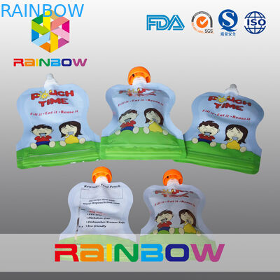 সিলভার স্ট্যান্ড স্পাউড পাউচ হ্যান্ডেল / ল্যাবল সঙ্গে সম্পূর্ণ মুদ্রিত