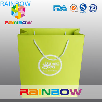 পুনর্ব্যবহৃত স্কয়ার নীচে কাস্টমাইজড কাগজ ব্যাগ / মুদ্রিত কাগজ কেনাকাটা ব্যাগ