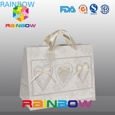 স্বতন্ত্র নকশা হোয়াইট / লাল কাস্টম মুদ্রিত কাগজ ব্যাগ সঙ্গে ব্যাগ