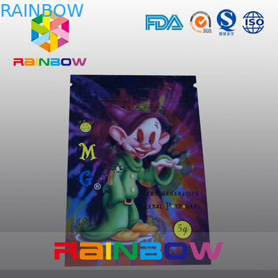 5 জি ওএমজি তিন সাইড সিল হার্বাল ধূপ প্যাকেজিং ব্যাগ জিপার সঙ্গে