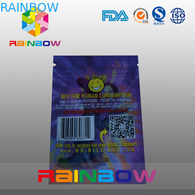 5 জি ওএমজি তিন সাইড সিল হার্বাল ধূপ প্যাকেজিং ব্যাগ জিপার সঙ্গে