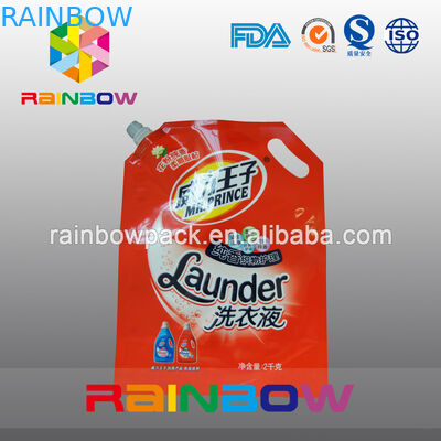 স্পাউট পাউচ প্যাকেজিং / লন্ড্রি ডিটারজেন্ট প্যাকেজিং ডাউপ্যাক স্পাউট সহ দাঁড়ানো