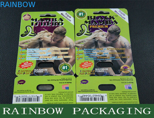 ব্ল্যাক মাম্বা সেক্স পিলস প্যাকেজিং পুরুষদের বর্ধনের জন্য ফোস্কা কার্ড প্যাকেজিং