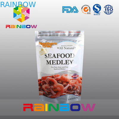 অ্যালুমিনিয়াম ফয়েল পাউচ প্যাকেজিং সীফুড জন্য জিপার সঙ্গে sthand আপ