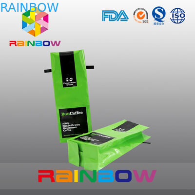 চকচকে সাইড Gusset চা প্যাকেজিং ব্যাগ অ্যালুমিনিয়াম ফয়েল, সবুজ টিন টফি কফি পাউন্ড