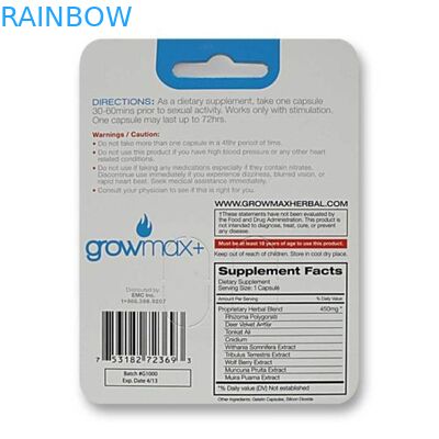 কাস্টম মুদ্রিত হ্যাঙ্গিং পেপার কার্ড প্যাকেজিং দুই গর্ত সঙ্গে পুরুষ বৃদ্ধি স্টিমুল্যান্ট