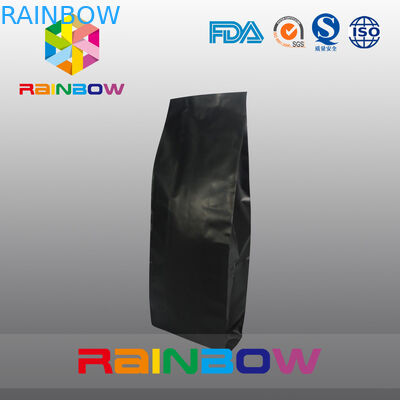 কালো কাস্টমাইজড প্রিন্টেড নীচে গসেট ব্যাগ, জিপার / ভালভ সঙ্গে প্লাস্টিক কফি পাউন্ড