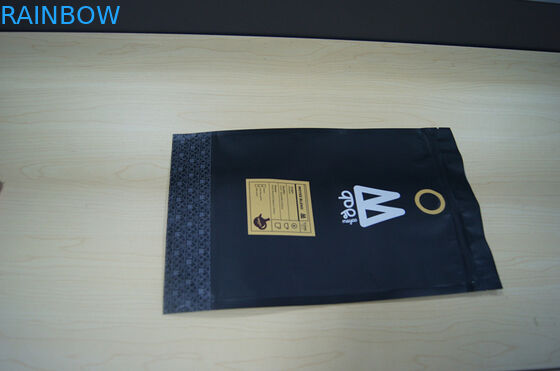 Moyee প্লাস্টিকের পাইচ প্যাকেজিং ম্যাট কালো ভালভ কফি ব্যাগ সঙ্গে পাউন্ড আপ স্ট্যান্ড