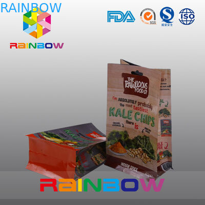 কাস্টম মুদ্রিত ফ্ল্যাট নীচে প্লাস্টিকের ব্যাগ, পরিষ্কার উইন্ডো সঙ্গে চতুর্ভুজ সীল ব্লক নীচে ব্যাগ