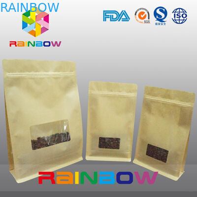 ফ্ল্যাট নীচে গাসেট ব্যাগ, কফি জন্য পরিষ্কার উইন্ডো সঙ্গে চতুর্ভুজ সীল ব্লক নীচে ব্যাগ