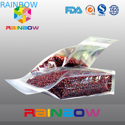 প্লাস্টিক স্বচ্ছ নীচে গসেট ziplock মটরশুটি / খাদ্য প্যাকেজিং ব্যাগ