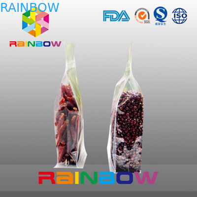 প্লাস্টিক স্বচ্ছ নীচে গসেট ziplock মটরশুটি / খাদ্য প্যাকেজিং ব্যাগ