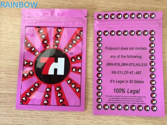 অ্যালুমিনিয়াম ফয়েল Potpourri জিপার এবং টিয়ার নোট সঙ্গে হার্বাল ধূপ প্যাকেজিং