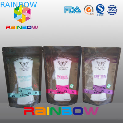 চিনি / ক্যান্ডি / মসলা প্যাকেজিং জন্য প্লাস্টিক ziplock নীচে গসেট ব্যাগ