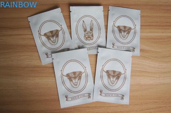 তিন সাইড সীল বীজ প্যাকেজিং পাউচ / ম্যাট হোয়াইট গ্রিপ সীল স্পাইস Potpourri ব্যাগ