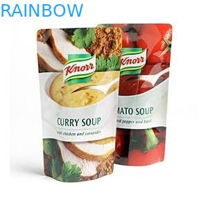 কারি স্যুপ / ওয়াটারপ্রুফ কারি স্যুপ ব্যাগ জন্য স্বয়ং স্ট্যান্ডিং ফুড থলি প্যাকেজিং