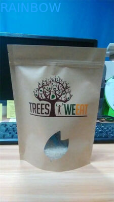 লোগো মুদ্রিত গ্রিপ সীল ব্যাগ / ক্রিপ্ট পেপার ব্যাগ উইন্ডো এবং জিপলকের সাথে বেকিং মিশ্রণের জন্য