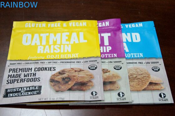 বিশুদ্ধ মুদ্রণ ফয়েল রেখাযুক্ত স্ন্যাক প্যাকেজিং ব্যাগ / Doypack Mylar জিপার কুকি পাউন্ড