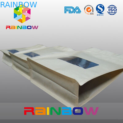 ব্লক নীচে ক্রাফ্ট কাগজ কফি বীন প্যাকেজিং থলি জীপ এবং সাফ উইনও সঙ্গে