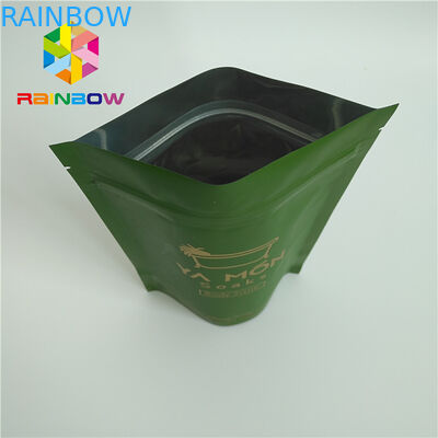 অ্যালুমিনিয়াম ফয়েল রেখাযুক্ত ম্যাট হোয়াইট সবুজ চা প্যাকেজিং ব্যাগ জিপার কাস্টম ডিজাইন সঙ্গে