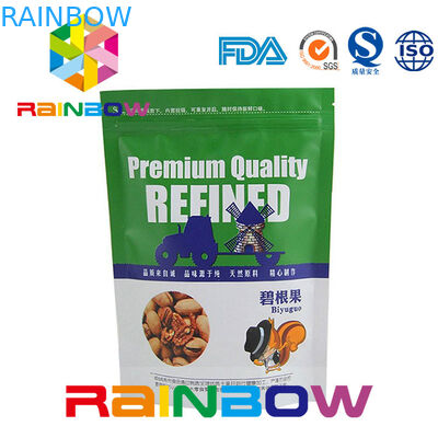 কাস্টমাইজড মুদ্রিত ডয় প্যাক বাদাম পাচ প্যাকেজিং জিপার এবং টিয়ার নোট