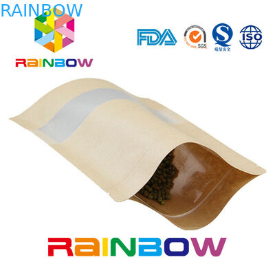 ব্রাউন ক্র্যাফ্ট পেপার কাস্টমাইজড পেপার ব্যাগ ডোয়াক্যাক জিপলক উইন্ডোজের ড্রি ফুড প্যাকেজিং ব্যাগ