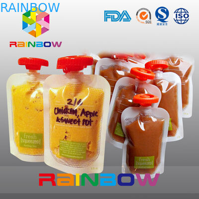 জ্যাম / রসের জন্য স্বয়ং স্থায়ী স্পাউথ পাউথ পরিষ্কার করুন, শিশু শিশুর জন্য পুনঃব্যবহারযোগ্য খাদ্য প্যাকেজিং ব্যাগ