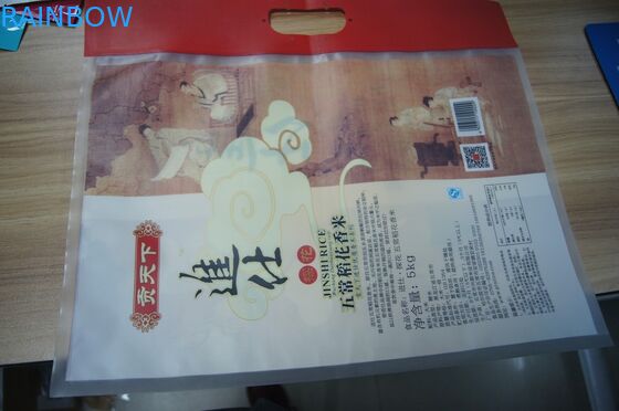 ম্যাট সুফেস OPP / NY / PE 5kg চাল প্লাস্টিকের পাইচ হ্যান্ডেল সঙ্গে প্যাকেজিং