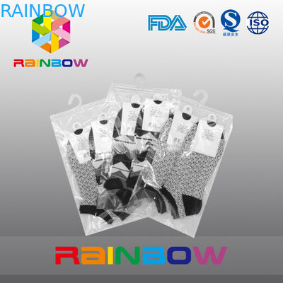 কাস্টমাইজ করুন লোগো প্রিন্ট করুন প্লাস্টিকের জিপলক ব্যাগ / জিপারের সাথে হ্যাং হুক ব্যাগ সাফ করুন