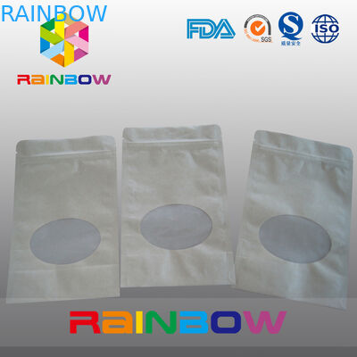 ব্রাউন ক্রাফ্ট পেপার ব্যাগ স্ট্যান্ড আপ জীপের সাথে প্যাকেজিং ব্যাগ, ক্যান্ডি / খাবারের জন্য জিপলক ব্যাগ