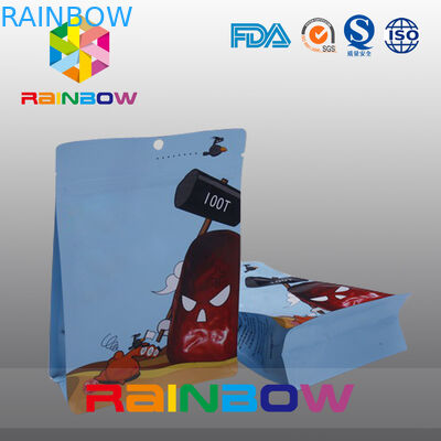 চাকা নীচে প্লাস্টিকের স্ন্যাক ব্যাগ প্যাকেজিং / ফ্ল্যাট নীচে সাইড Gusset জipper পাউচ জন্য