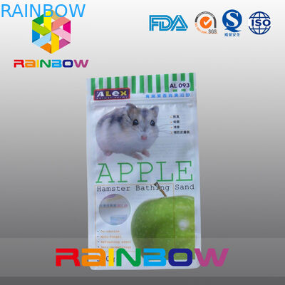 তিন - সাইড সিলিং জিপলক পাউন্ড হ্যামস্টার বাথিং স্যান্ড / পোষা খাদ্য প্যাকিংয়ের জন্য গোলাকার উইন্ডো