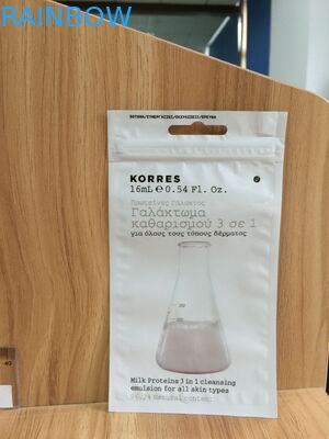 তিন পাশের সীল সিল ফ্রন্ট প্রসাধনী প্যাকেজিং ব্যাগ, পার্ল পাউডার জিপলক পাউচ