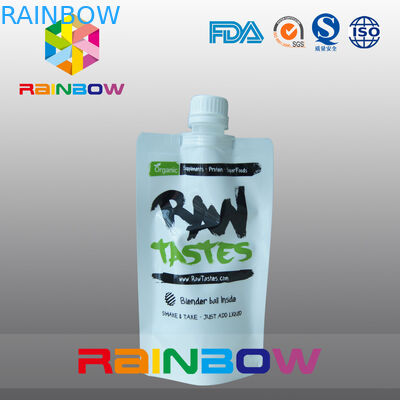 হোয়াইট স্ট্যান্ড আপ স্পাউট পাউচ প্যাকেজিং কাঁচা জ্যাম / তরল / পানীয় খাবারের জন্য