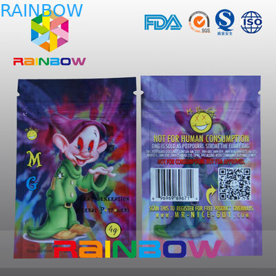 কাস্টম মুদ্রণ লোগো এমজি হার্বাল ধূপ জিপলক ব্যাগ 5 জি 4 জি স্পাইস স্মোক ব্যাগ