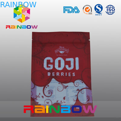 লাল / সাদা মাইলার প্লাস্টিকের উইন্ডো ব্যাগ জিপারের সাথে শীর্ষ / খাবারের জন্য নতুন গ্লেলিক