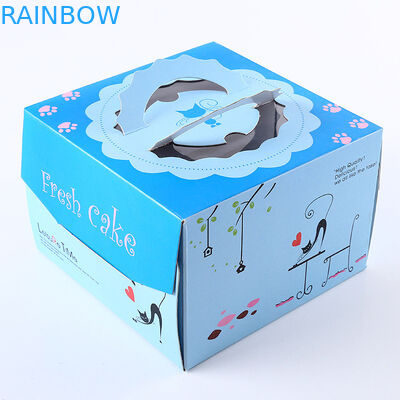 পিঙ্ক ব্লু স্কয়ার জন্মদিনের কেক কাগজ বাক্স প্যাকেজিং / উপহার বক্স কাস্টমাইজড