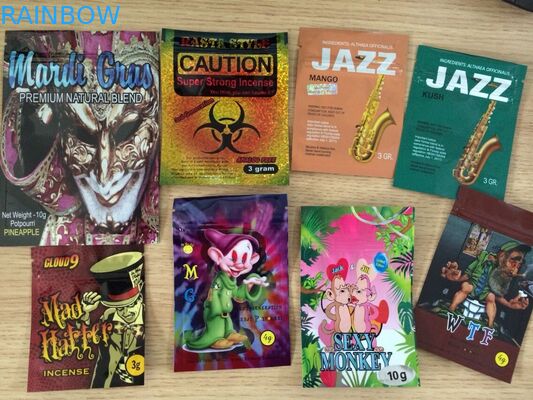 জিপারের সাথে তিনটি সাইড হিট সিল হর্বল অ্যালুমিনিয়াম ফয়েল ব্যাগ