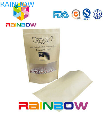 ফ্লিট নীচে বাদামী কাস্টমাইজড কাগজ ব্যাগ / জ্রিপার সঙ্গে ক্র্যাফট কাগজ ব্যাগ